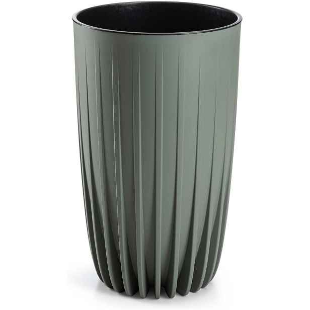 HowHomely Květináč STRIPPED ECO III 25 cm šedo-zelený