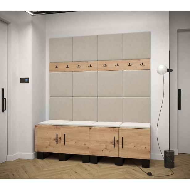 Předsíňová sestava RUMIE 3 - dub artisan, béžové panely