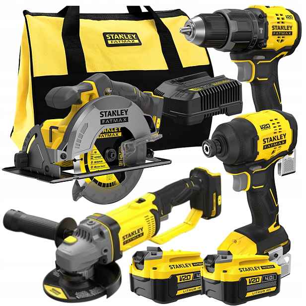 Stanley Combo Set V20 SFMCD716 SFMCF811 SFMCG400 SFMCS500 2x4Ah Taška
