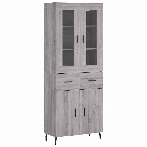 vidaXL Skříň highboard šedá sonoma 69,5 x 34 x 180 cm kompozitní dřevo