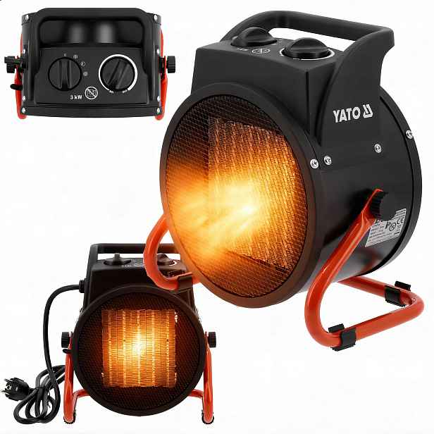 Elektrický ohřívač ventilátorový přenosný topení Ptc 3kW Yato YT-99705