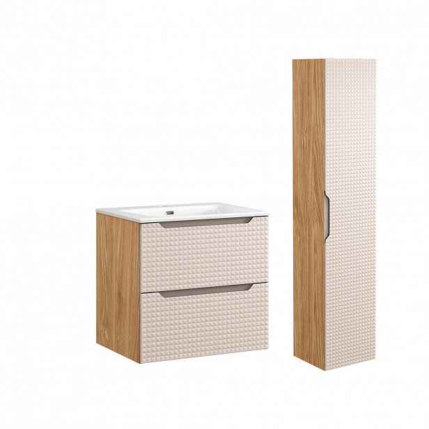 Petits-meubles KOUPELNOVÝ NÁBYTEK 61cm Mallory 2er-Set Béžová a dřevo