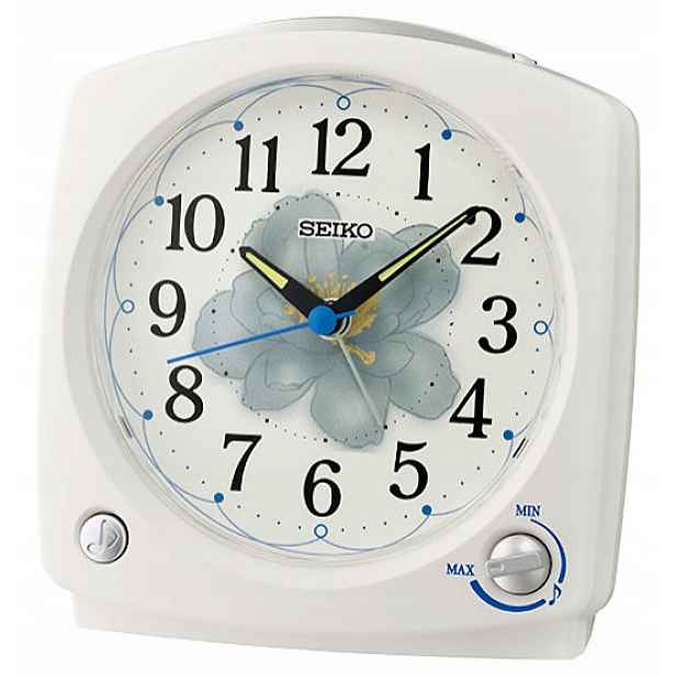 Velký Bílý Budík Seiko QHP012W, Hlasy Přírody, 3 Melodie, Regulace Hlasu