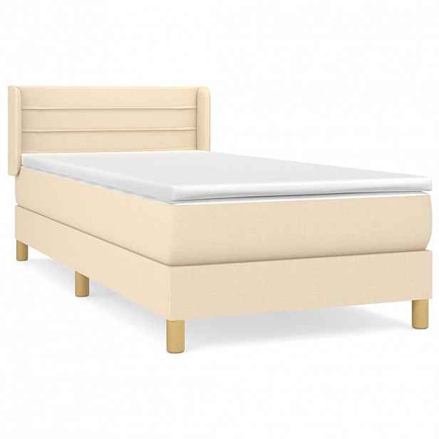vidaXL Box spring postel s matrací krémová 90x190 cm textil