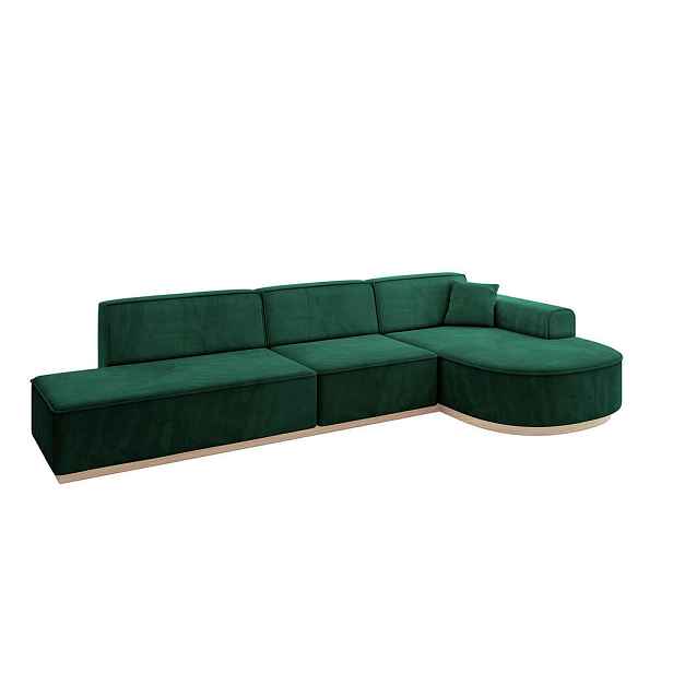 ALTDECOR ROHOVÁ SEDAČKA s otomanem, pravá ARRIO-L2 328x171x83 Zelená Velur
