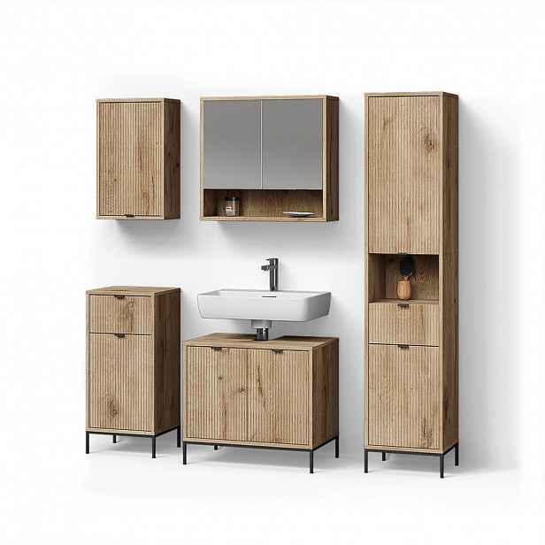 Livinity® KOUPELNOVÝ NÁBYTEK ATERNO, Dub Viking, 5dílná