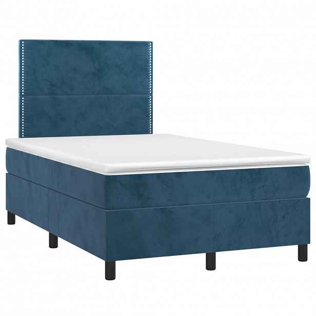 vidaXL Box spring postel s matrací tmavě modrá 120x190 cm samet