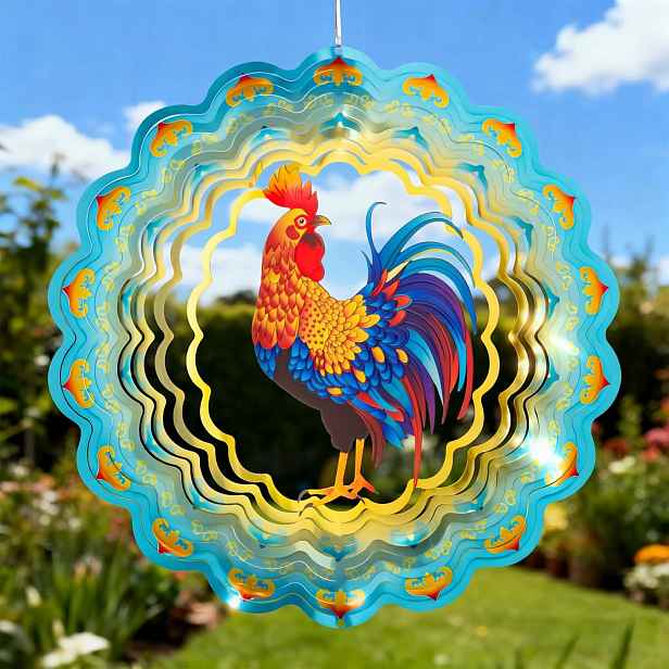 3D Větrné Zvonky Kohout Kovová Zahradní Kinetická Dekorace