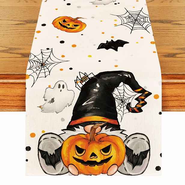 Běhoun Halloween 40X180 CM Netopýři Tečky Béžový Polyester