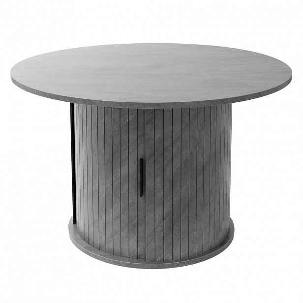 ML-DESIGN KONZOLOVÝ STOLEK s posuvnými dvířky a úložným prostorem, kulatý, Ø 80 x 50 cm, betonový vzhled, šedý