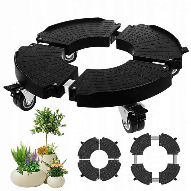 Podstavec pod květináč na kolečkách s brzdami, nastavitelný, 18-35 cm až do 150 kg