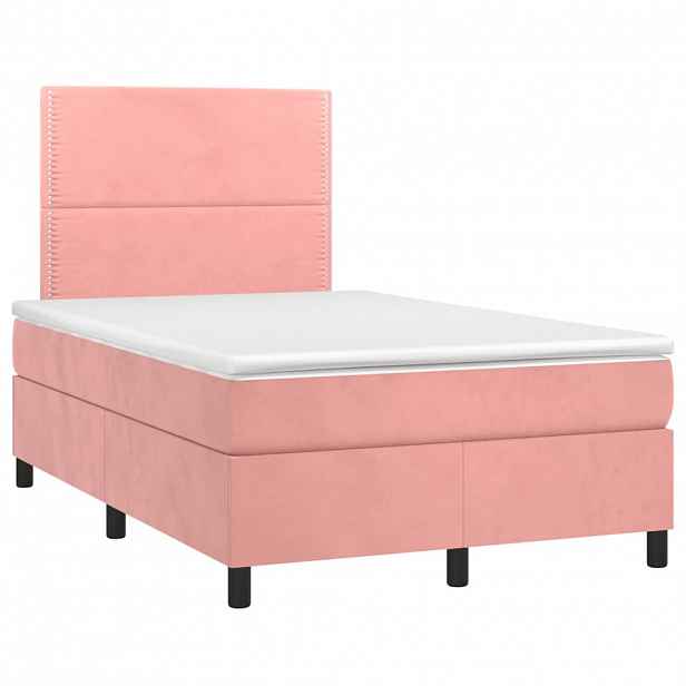 vidaXL Box spring postel s matrací růžová 120x190 cm samet