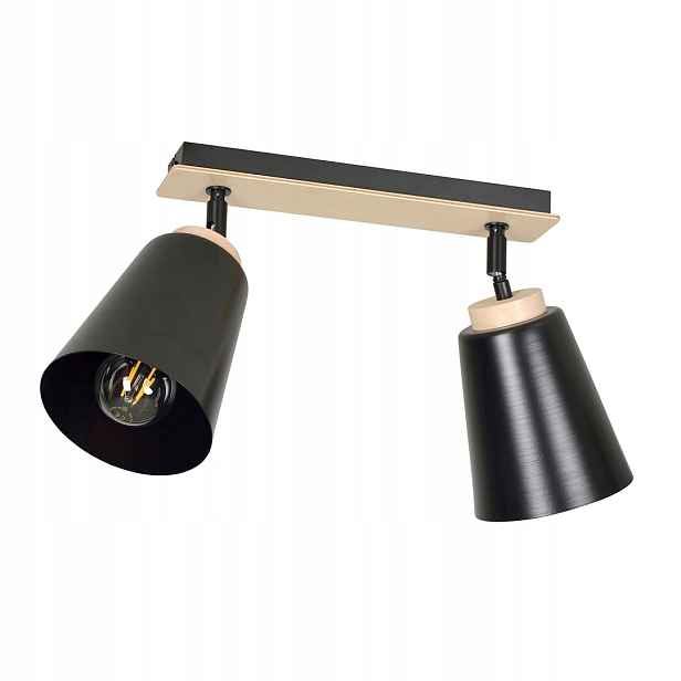 Stropní svítidlo Atlas 2 Black skandinávská, dřevo, černá