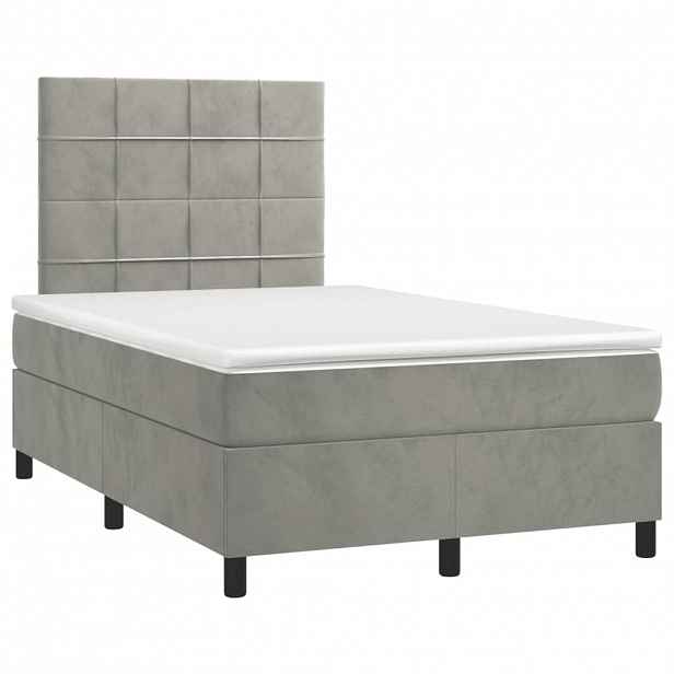 vidaXL Box spring postel s matrací světle šedá 120x190 cm samet