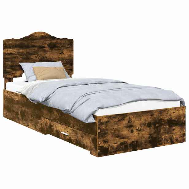 vidaXL Rám postele s čelo Kouřový dub 70 x 190 cm Kompozitní dřevo