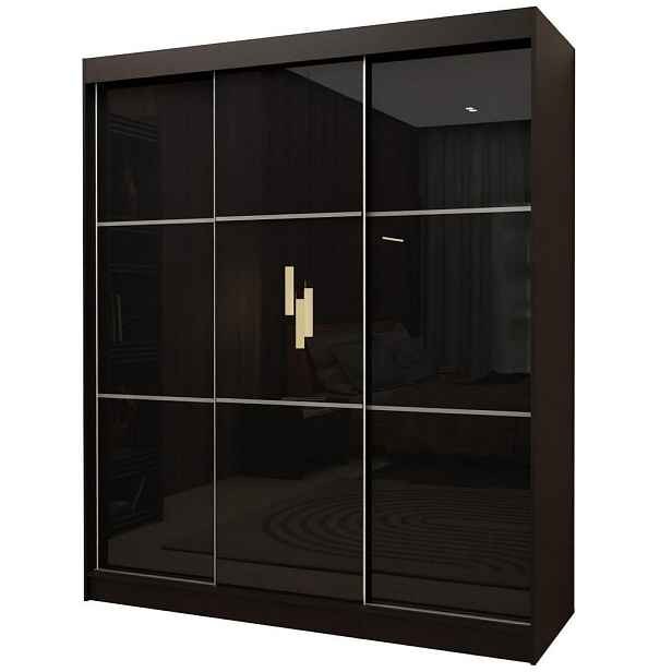MASSENO ŠATNÍ SKŘÍŇ S POSUVNÝMI DVEŘMI VITALE, 180/216/61 cm 3dveřová, černá