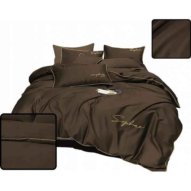 Sada Povlečení 3 Díly Čokoláda Glamour 200x220 CM Elegantní Výšivka