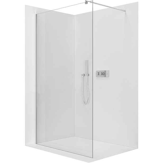 Sprchová zástěna Walk-in Onyx Round L/P - 8 mm - kulatá vzpěra - chrom, transparentní sklo - 40x200 cm