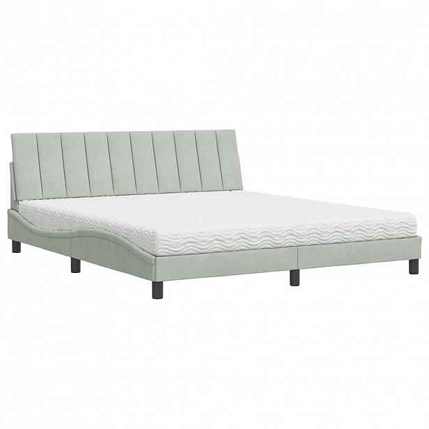vidaXL Postel s matrací Hanko světle šedá 180 x 200 cm samet