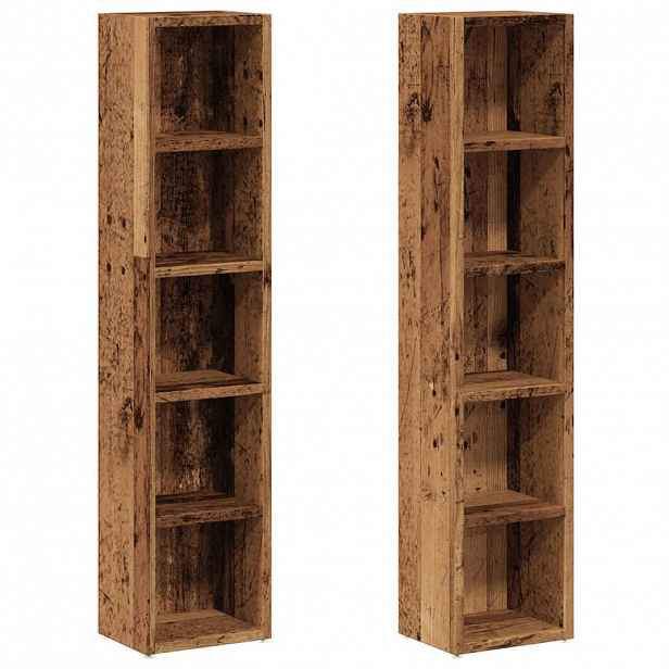 vidaXL Skříňky na CD 2 ks old wood 21 x 16 x 93,5 cm kompozitní dřevo