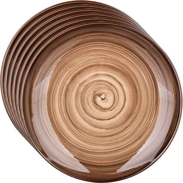 Banquet Sada 6 mělkých talířů Palas 27 cm, hnědá