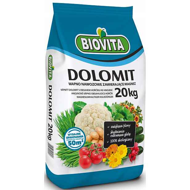 Dolomit organické vápníkovo-hořečnaté hnojivo přírodní Biovita prášek 20 kg