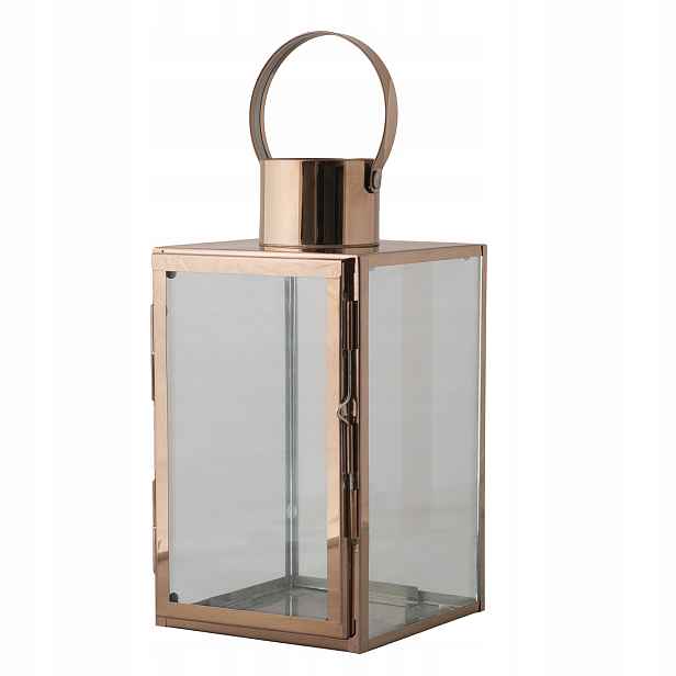 Lampion Rose Gold kov sklo výška 31 cm