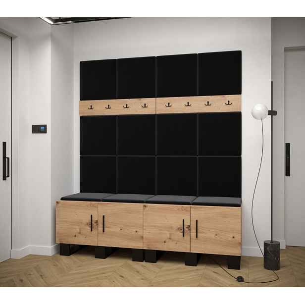 Předsíňová sestava RUMIE 3 - dub artisan, černé panely