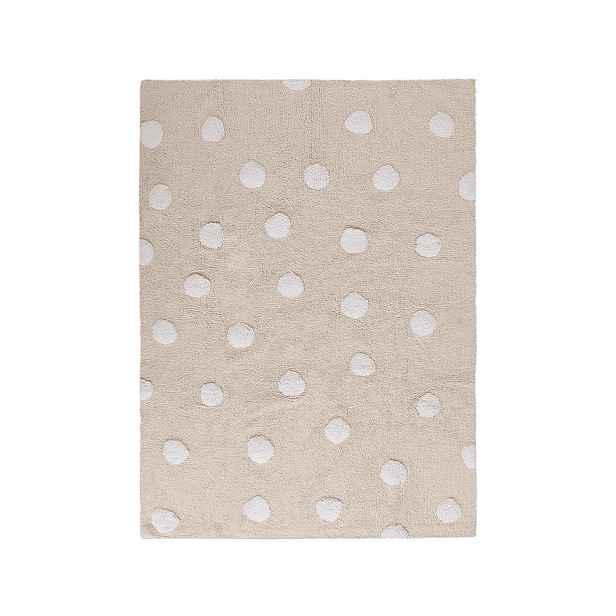 Béžový pratelný ručně tkaný bavlněný dětský koberec 120x160 cm Polka Dots Beige – Lorena Canals