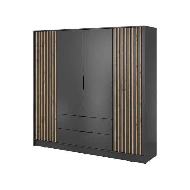 Piaski Šatní skříň Nelly 206 cm grafit/dub artisan