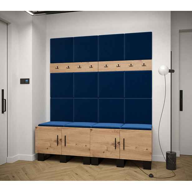 Předsíňová sestava RUMIE 3 - dub artisan, modré panely
