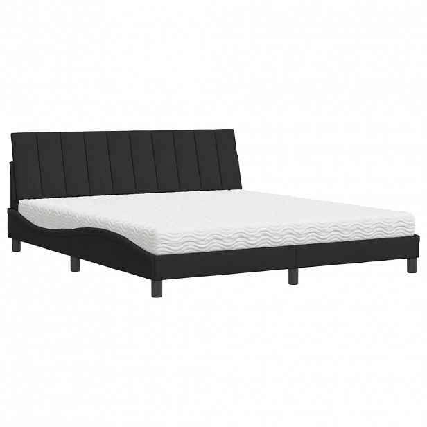 vidaXL Postel s matrací Hanko černá 180 x 200 cm samet