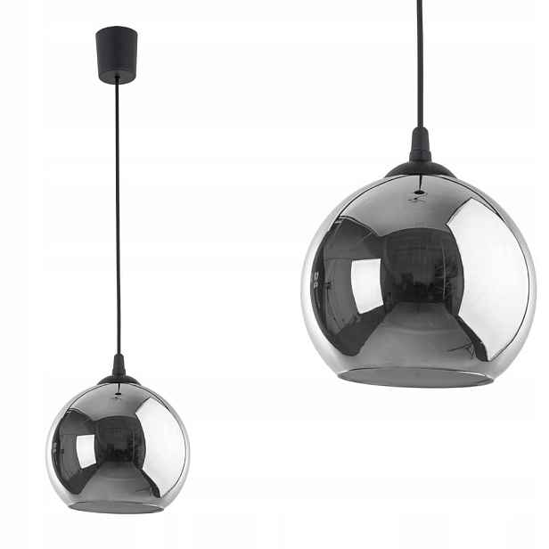 Závěsná lampa Venezia na E27, skleněné stínítko Grafit, zrcadlové Tk Lighting