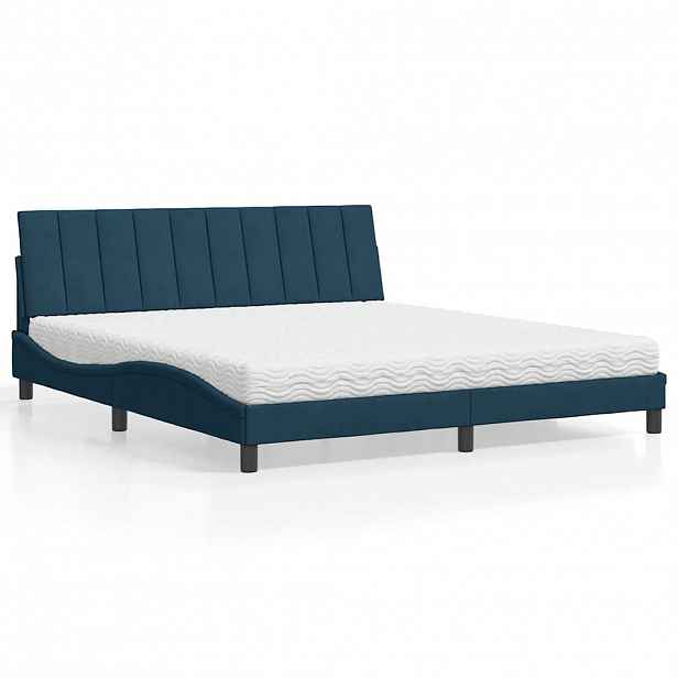 vidaXL Postel s matrací Hanko modrá 180 x 200 cm samet