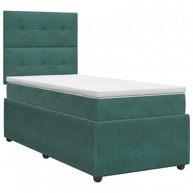 vidaXL Postel boxspring s matrací Tmavě zelená 90 x 200 cm Samet
