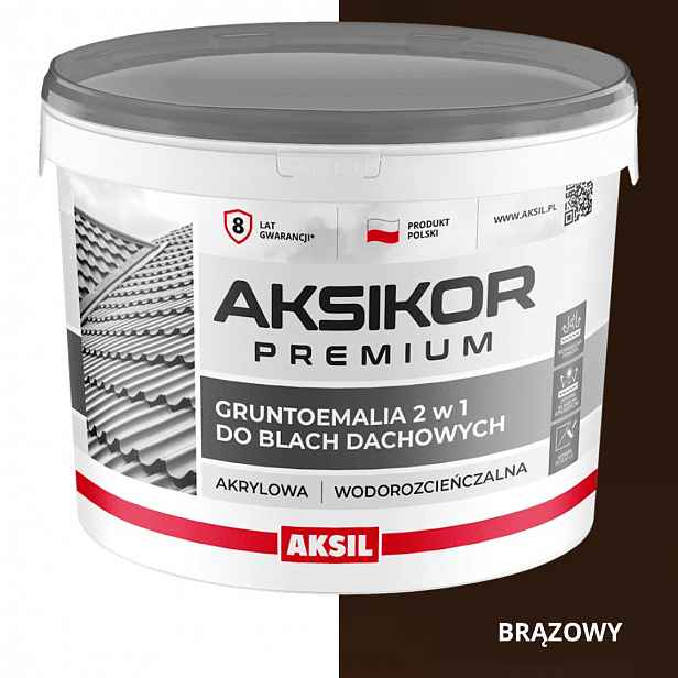Aksikor Premium Barva Gruntoemalia Na Střešní Plechy Hnědá 8017 10 L