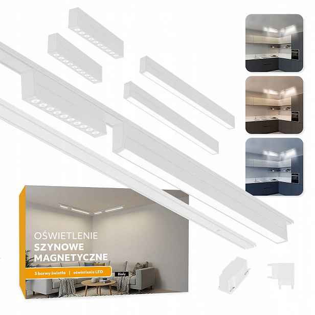 Magnetické kolejnicové osvětlení Sada 2x Lišta 1 m 4x Led lampa Lišta L