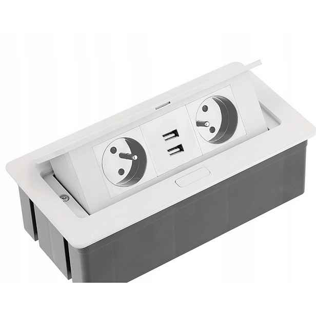 Nábytková zásuvka zasunutelná do desky Usb kabel Bílá