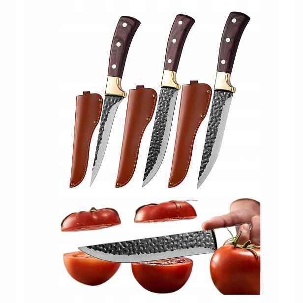Nože Kované Kuchyňské 3 Ks Kované Čepele Ocel Ergonomická rukojeť