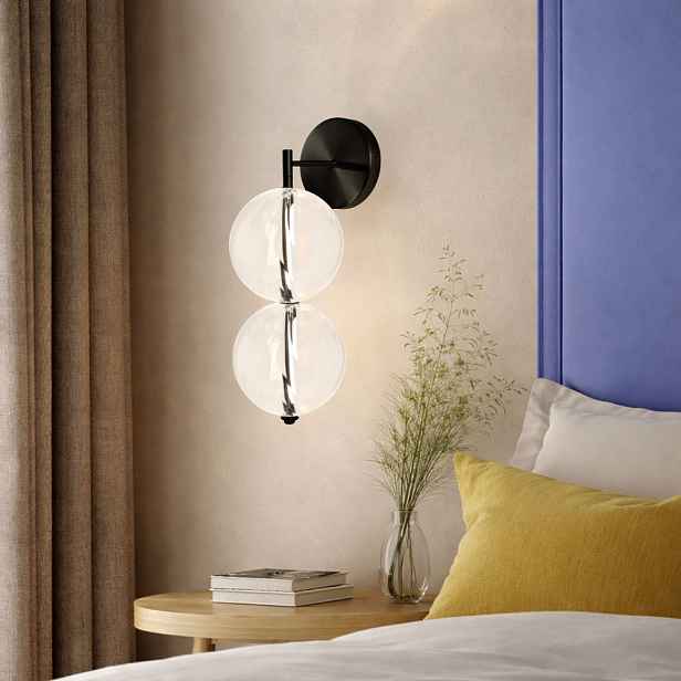 PLAYA lampa kinkiet czarny 10W LED 3000K klosz kula bezbarwny
