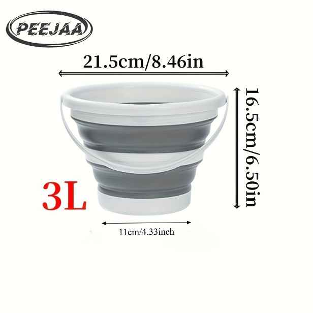 TEMU Skládací kbelík 3/5/10 l – Přenosný, úsporný a odolný design | Snadné čištění a skladování | Ideální pro mytí aut, rybaření, cestování a