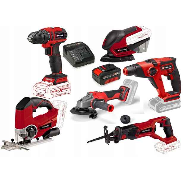 Einhell Sada Elektrického Nářadí Aku 4,0AH Kladivo Aku Šroubovák Ostatní 18V Bruska