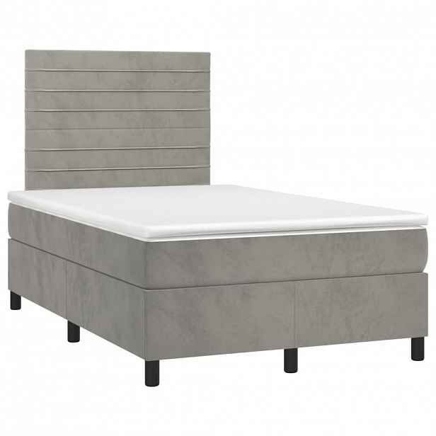 vidaXL Box spring postel s matrací světle šedá 120x190 cm samet