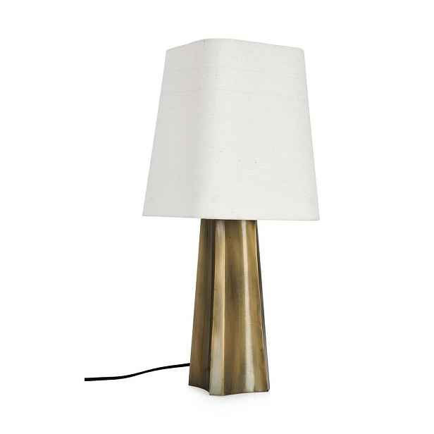 Kovová stolní lampa ve zlaté barvě s textilním stínidlem (výška 61 cm) Tripura – Bizzotto