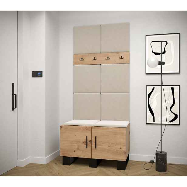 Předsíňová sestava RUMIE 4 - dub artisan, béžové panely