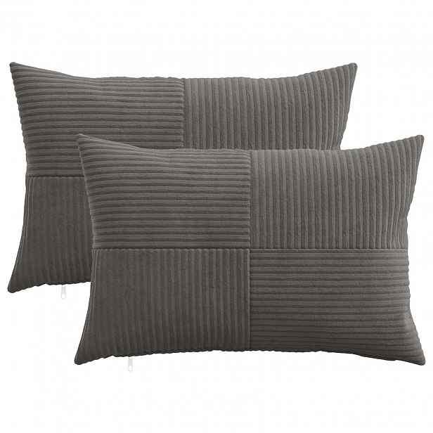 vidaXL Povlak na polštář 2 pcs ALMELO Tmavě šedá 30 x 50 cm manšestr