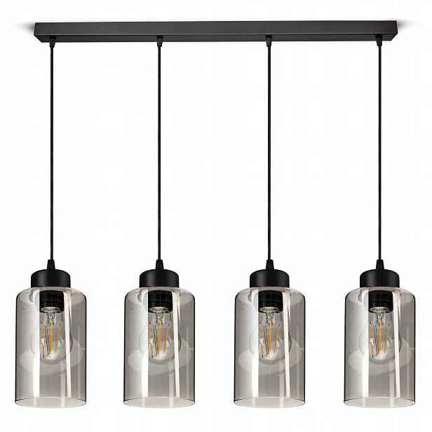 Závěsné stropní svítidlo lustr Černé sklo Glass Tube 535-BZ4 Led E27