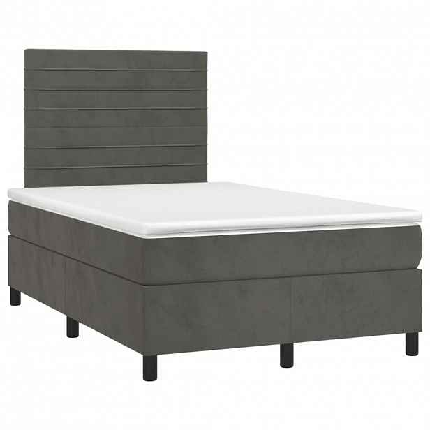 vidaXL Box spring postel s matrací tmavě šedý 120x190 cm samet