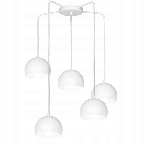 Závěsná lampa bílá, minimalistické kuličky nad ostrovní stůl 5 bodů Luminex