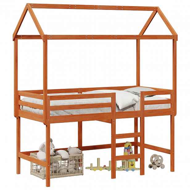 vidaXL Rám postele loft Voskově Hnědá 90 x 190 cm Masivní borovice